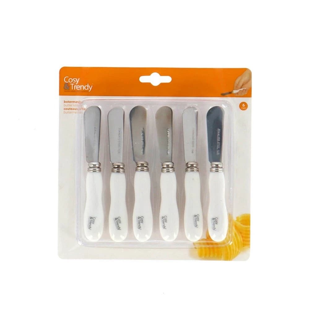 CosyandTrendy Botermesjes 13.5 cm 6 Stuks RVS/Wit - foto 2