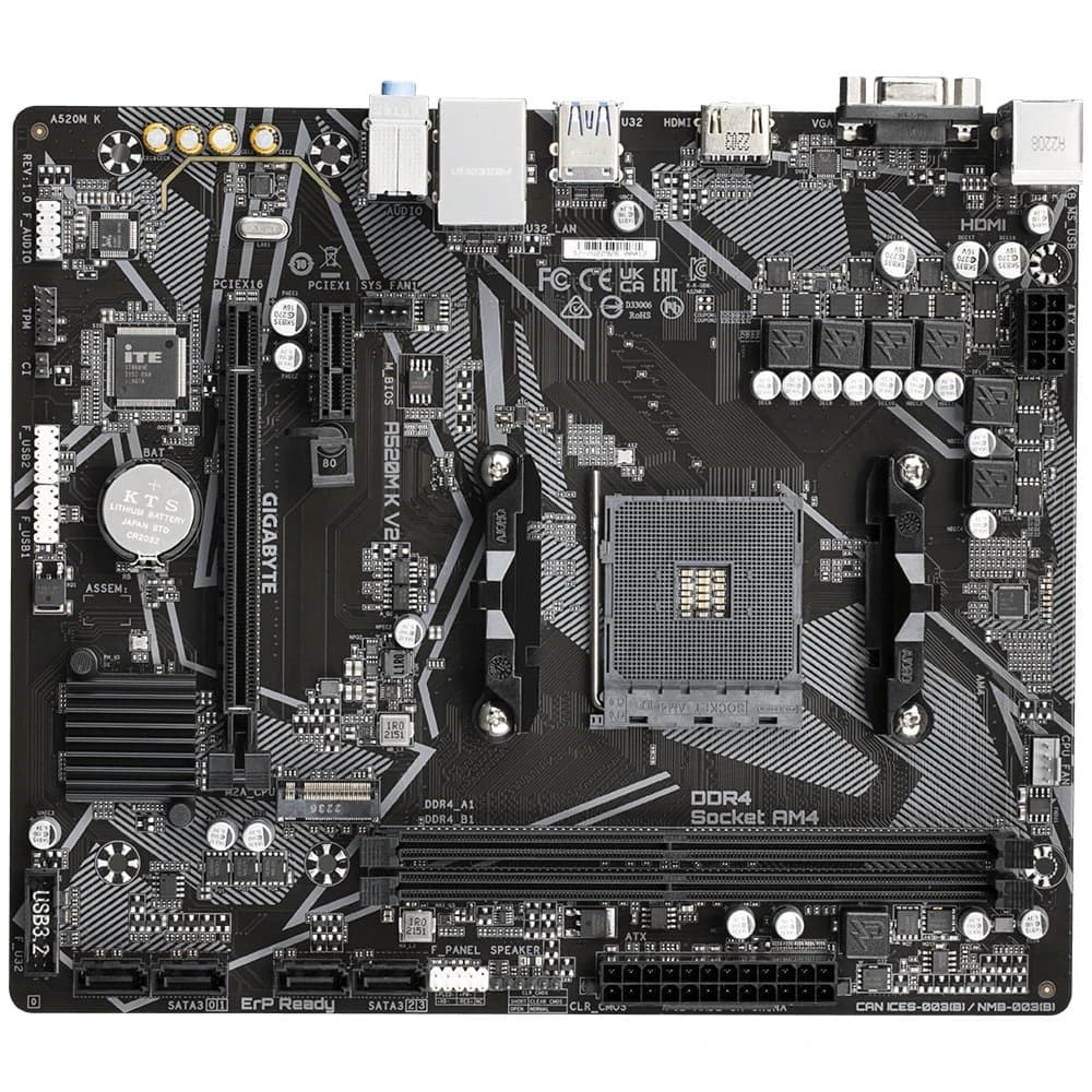 Gigabyte A520M-K V2 socket AM4 close-up