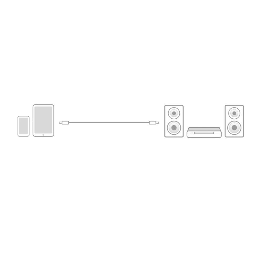 Audiokabel aangesloten op een apparaat