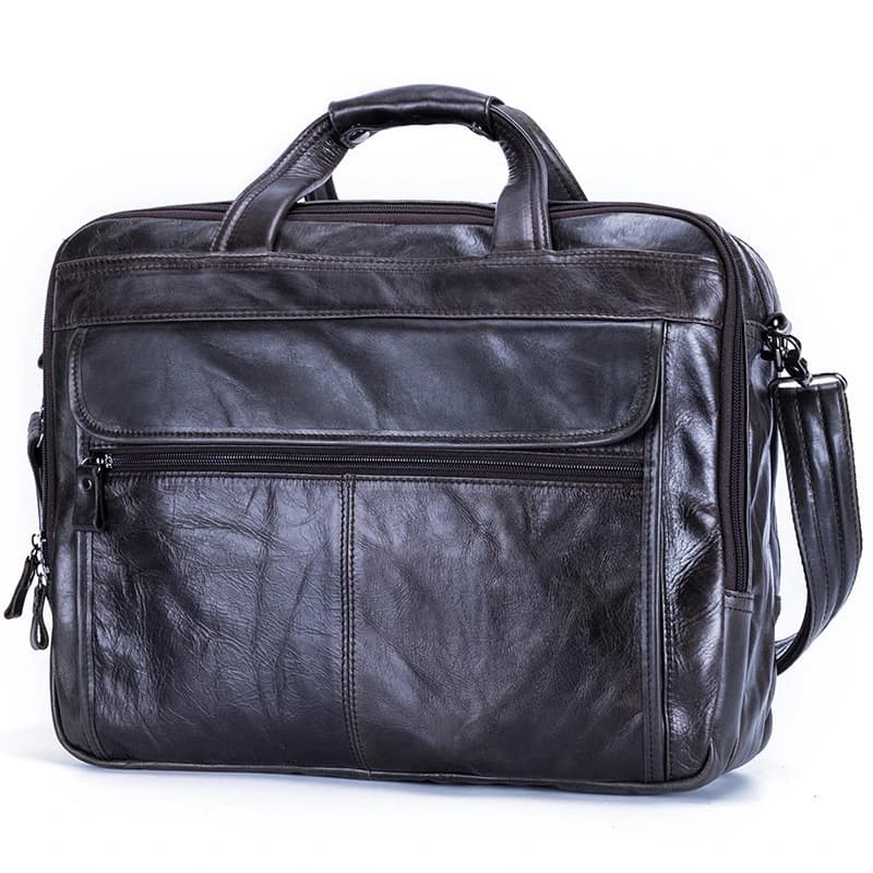 Leren laptoptas in groen olie