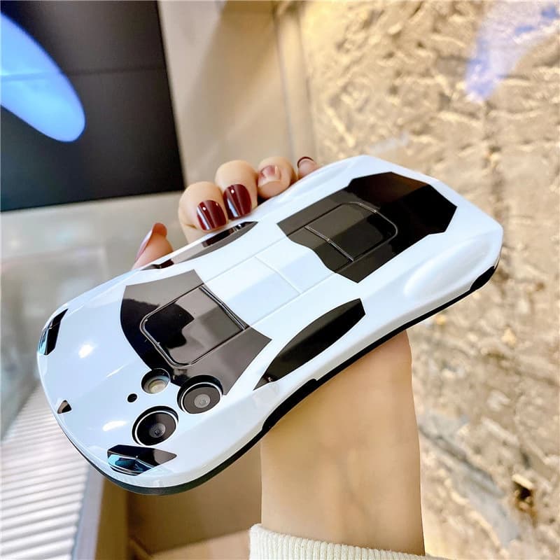 Telefoonhoesje met sportauto-design, wit