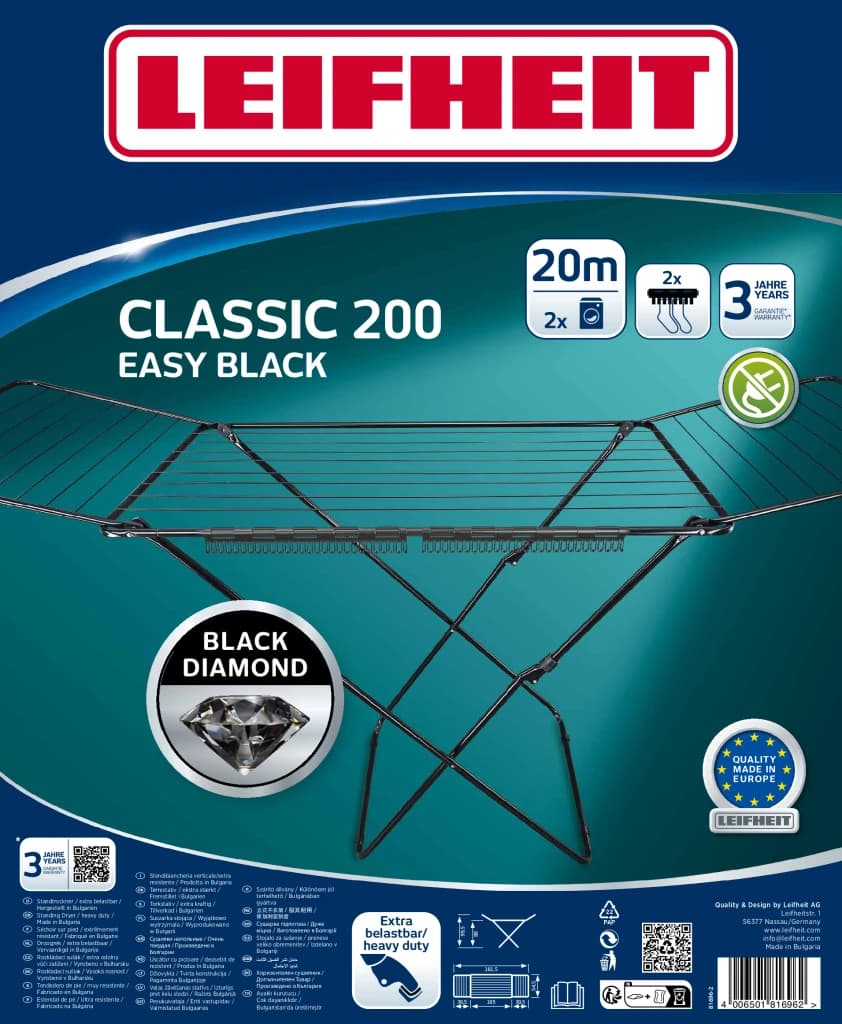 Leifheit 81696 Classic 200 Easy Droogrek Zwart - foto 3