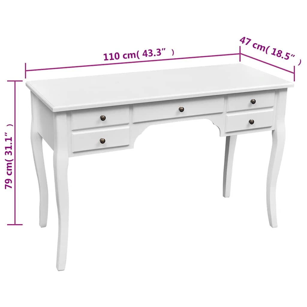 vidaXL Bureau gebogen poten 5 lades Franse stijl - foto 4