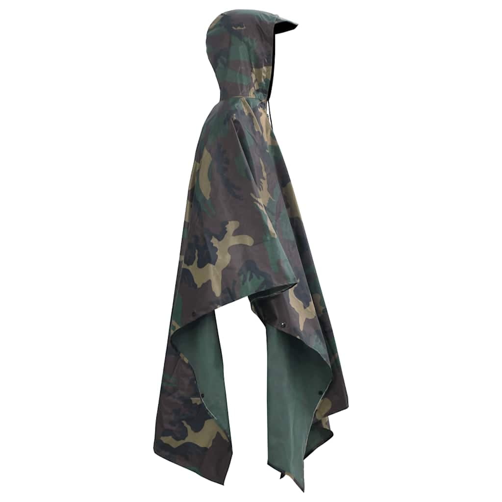 vidaXL Regenponcho voor kamperen/wandelen leger waterdicht - foto 4
