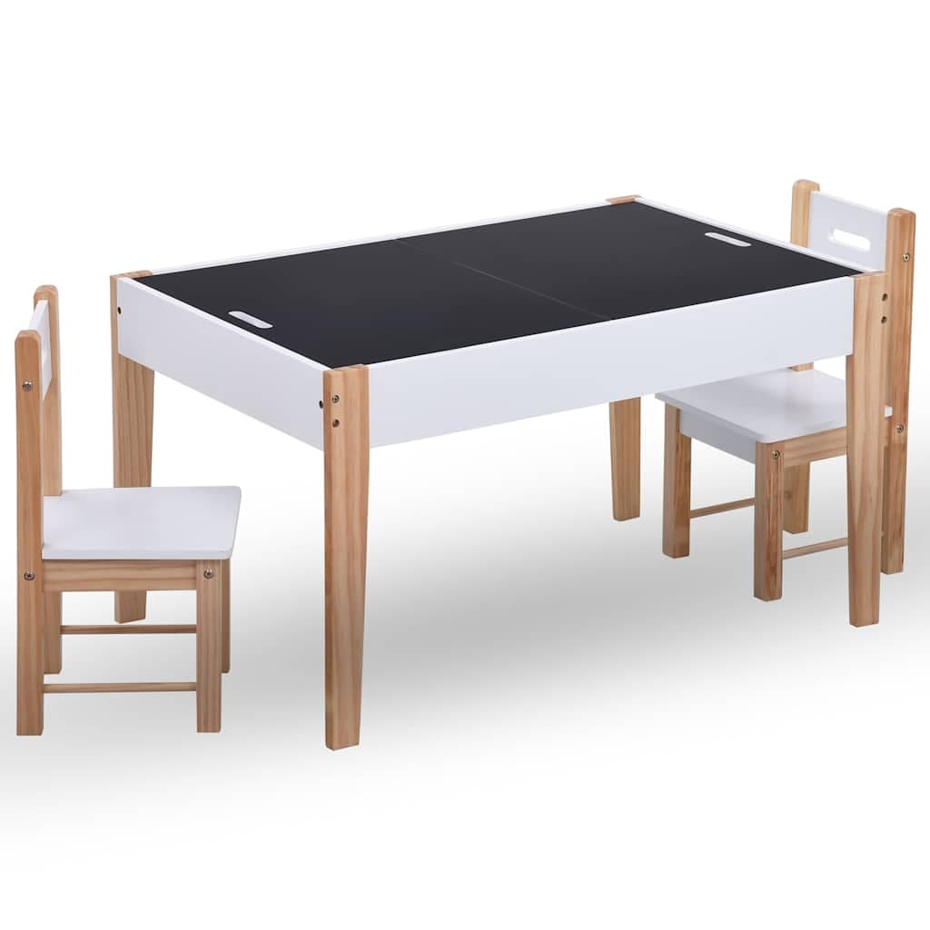 vidaXL 3-delige Kindertafel- stoelenset krijtbord - foto 3