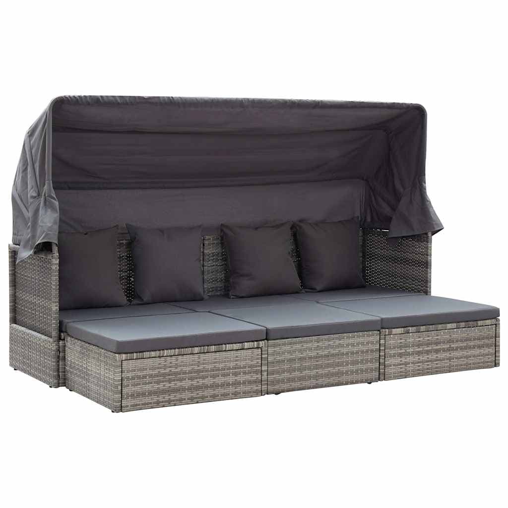 vidaXL Tuinbed met luifel poly rattan gemengd - foto 1