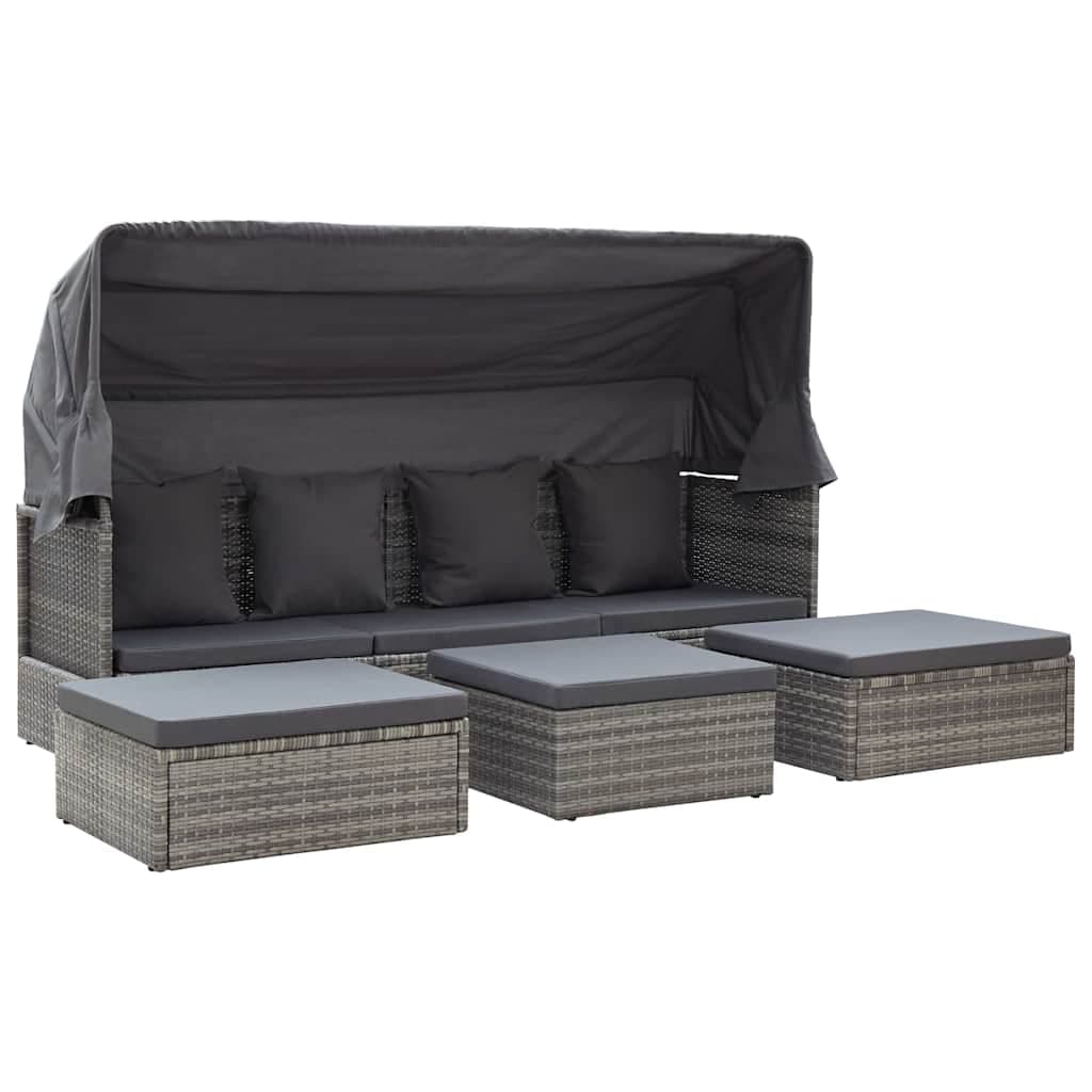 vidaXL Tuinbed met luifel poly rattan gemengd - foto 2