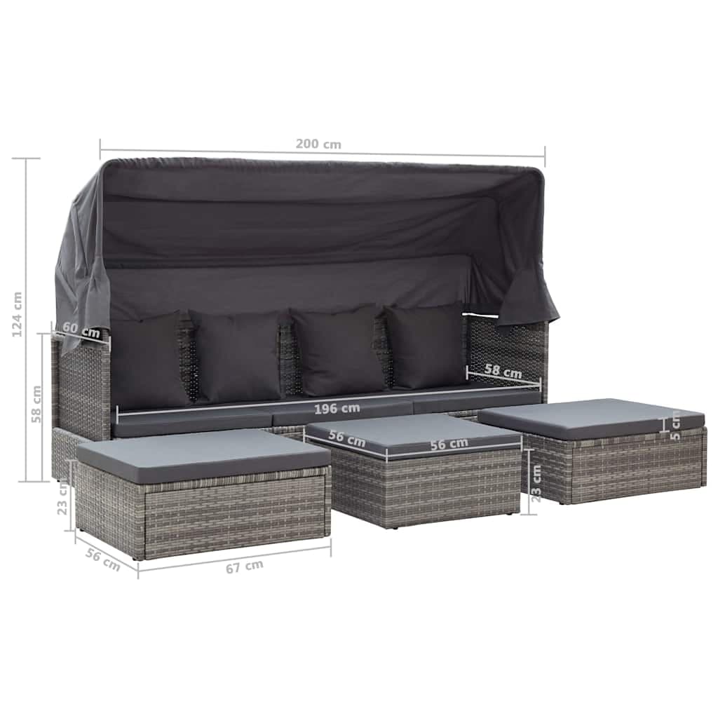 vidaXL Tuinbed met luifel poly rattan gemengd - foto 12