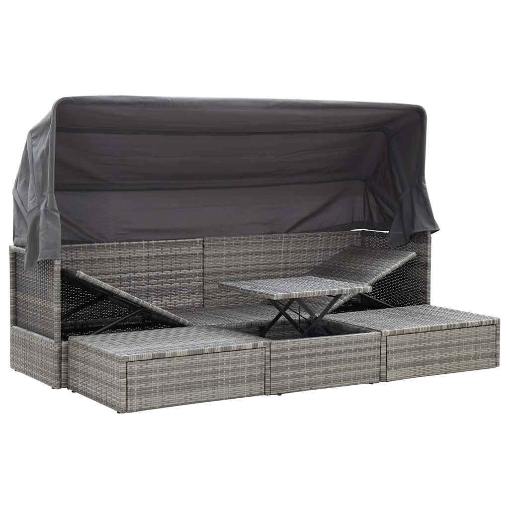 vidaXL Tuinbed met luifel poly rattan gemengd - foto 3