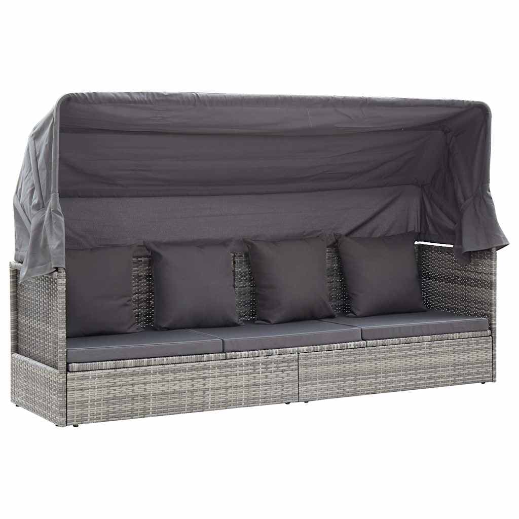 vidaXL Tuinbed met luifel poly rattan gemengd - foto 4
