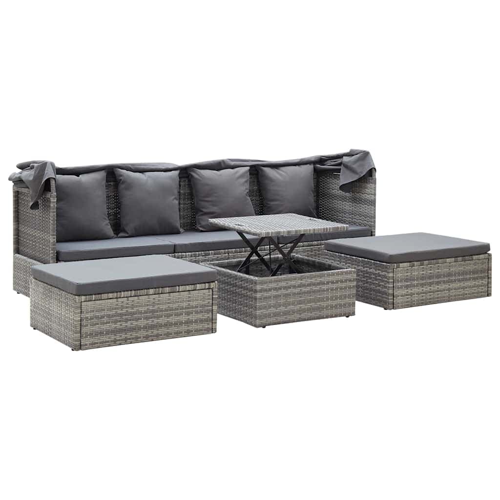 vidaXL Tuinbed met luifel poly rattan gemengd - foto 5