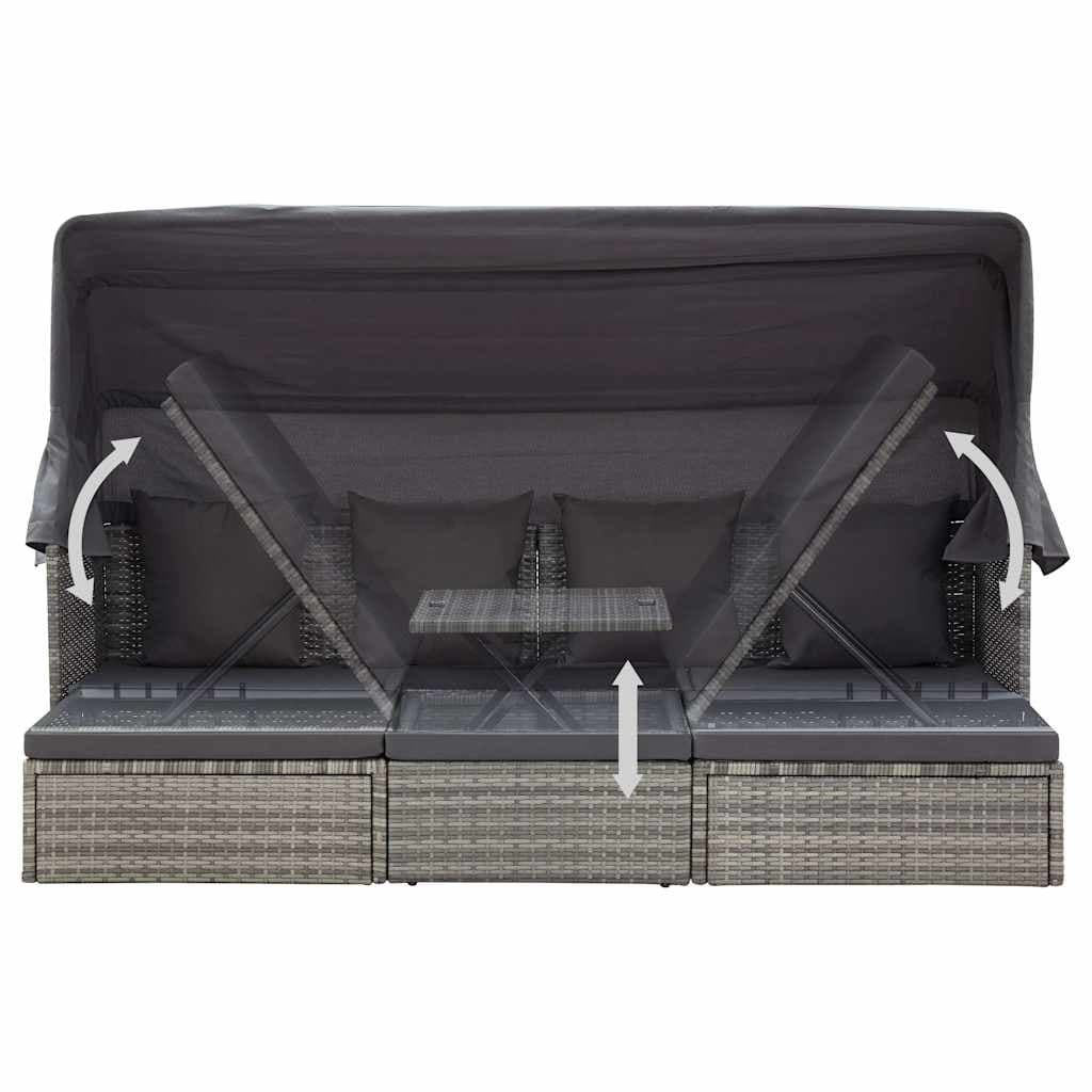 vidaXL Tuinbed met luifel poly rattan gemengd - foto 6