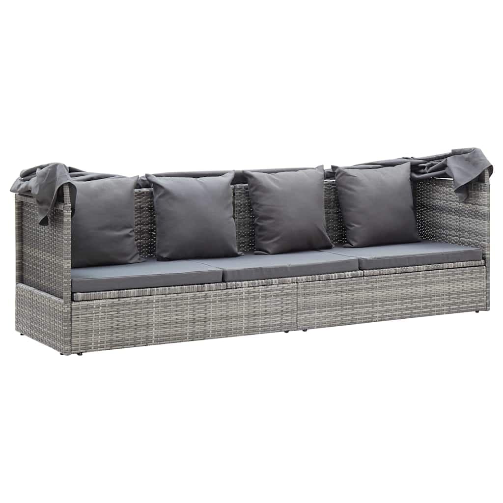vidaXL Tuinbed met luifel poly rattan gemengd - foto 8