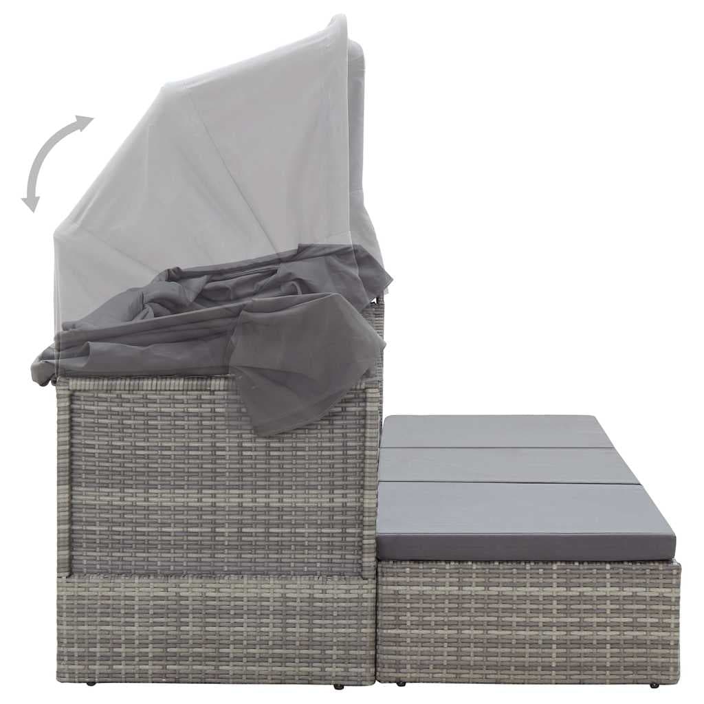 vidaXL Tuinbed met luifel poly rattan gemengd - foto 9