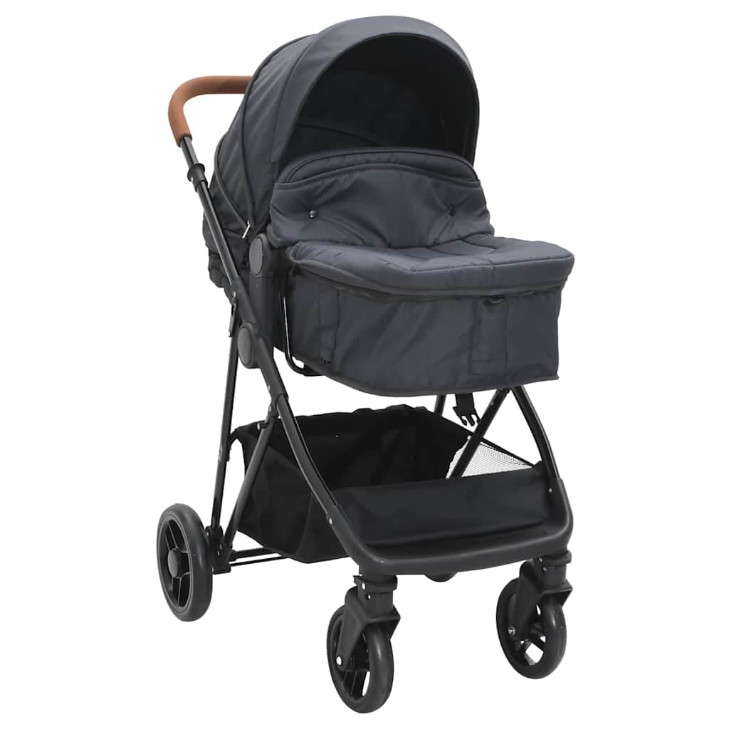 vidaXL Kinderwagen 2-in-1 staal antracietkleurig - foto 2
