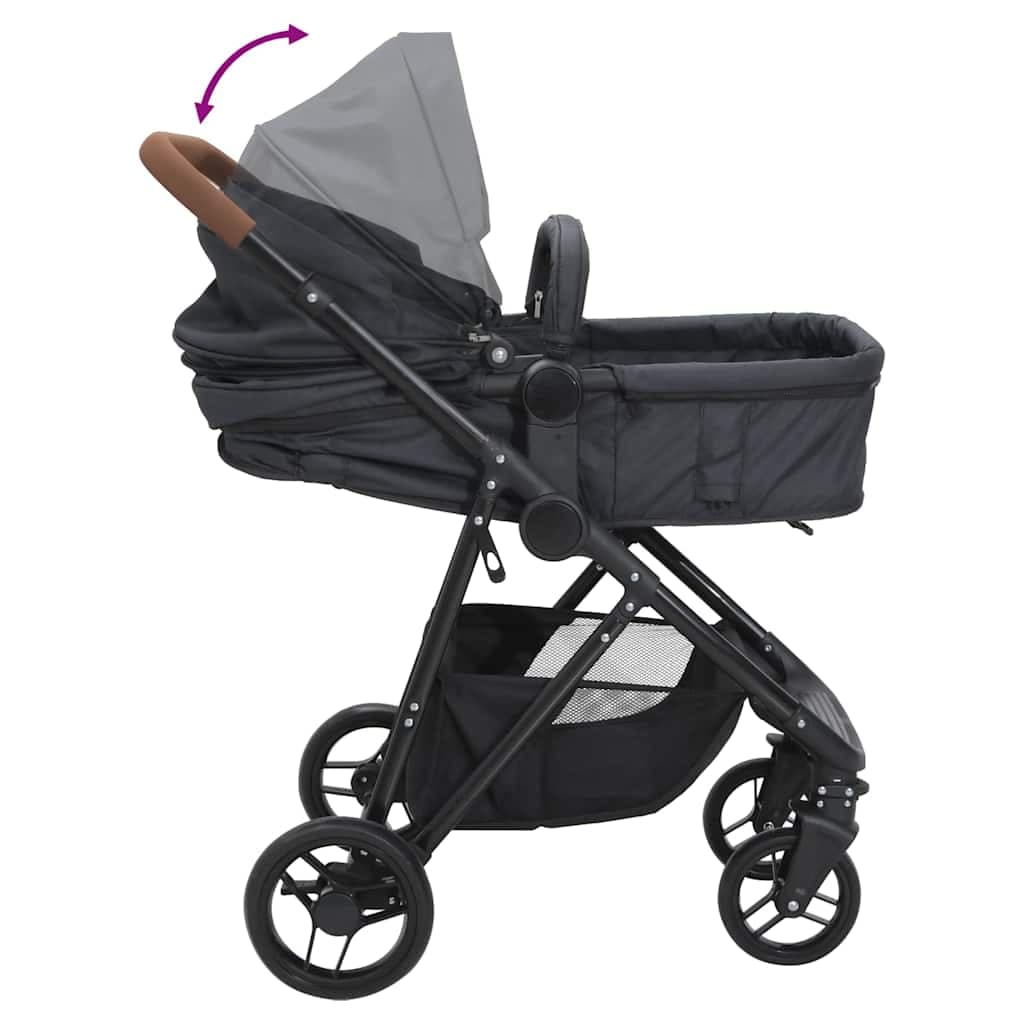 vidaXL Kinderwagen 2-in-1 staal antracietkleurig - foto 7
