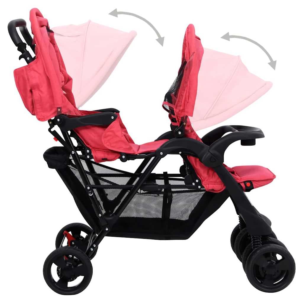 vidaXL Tweelingkinderwagen tandem staal - foto 7