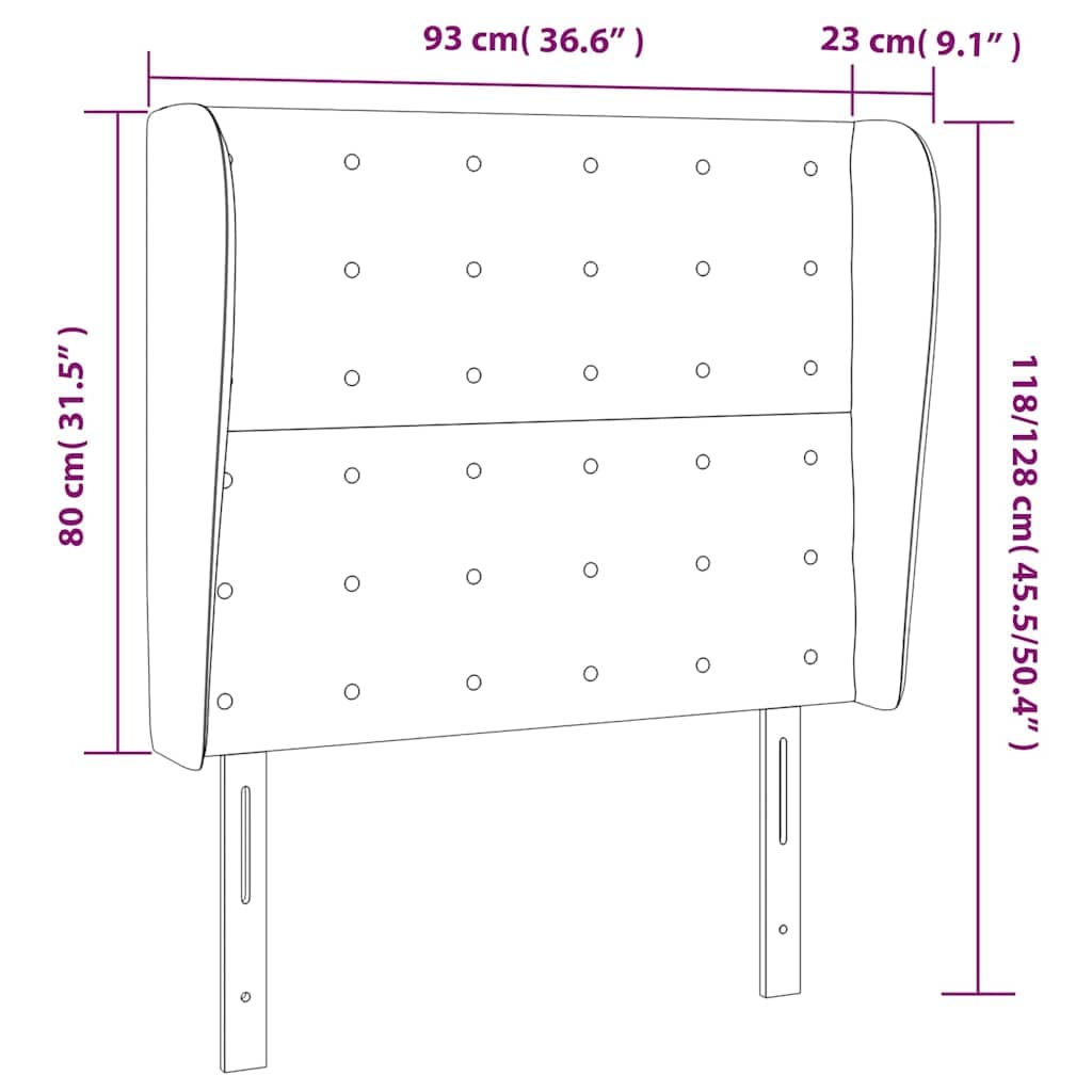 vidaXL Hoofdbord randen 93x23x118/ cappuccinokleur - foto 9