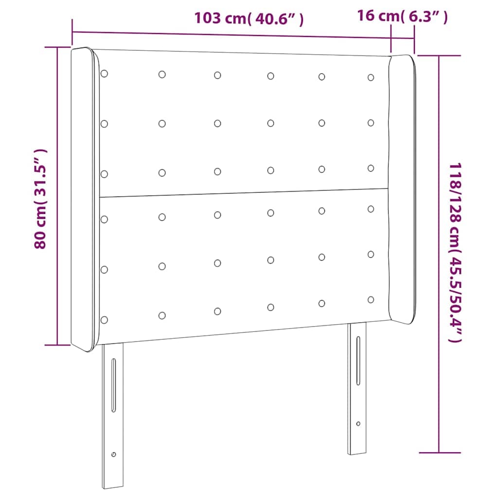vidaXL Hoofdbord LED 103x16x118/ cappuccinokleurig - foto 6