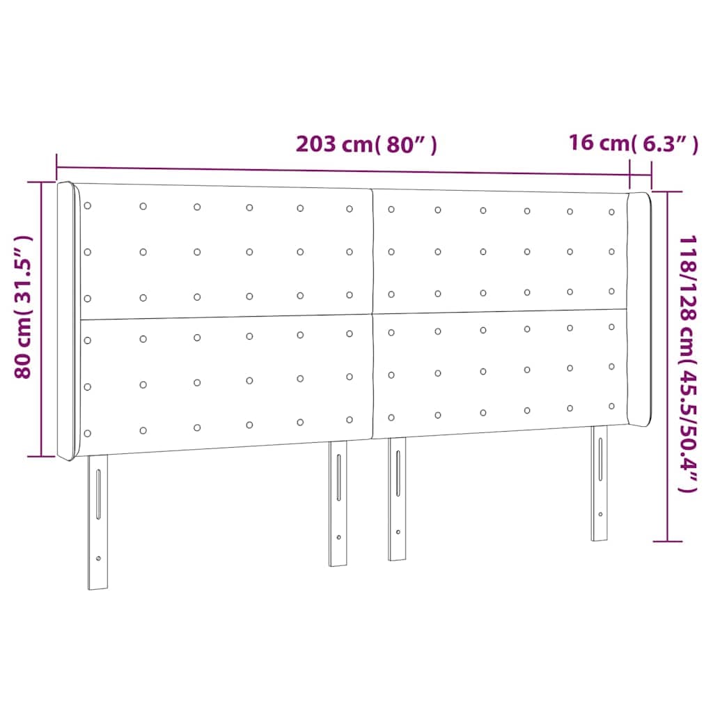 vidaXL Hoofdbord LED 203x16x118/ cappuccinokleurig - foto 6
