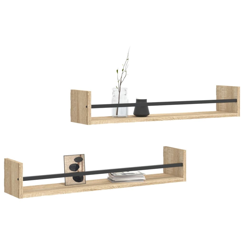 vidaXL Wandschappen stangen eikenkleurig - foto 3