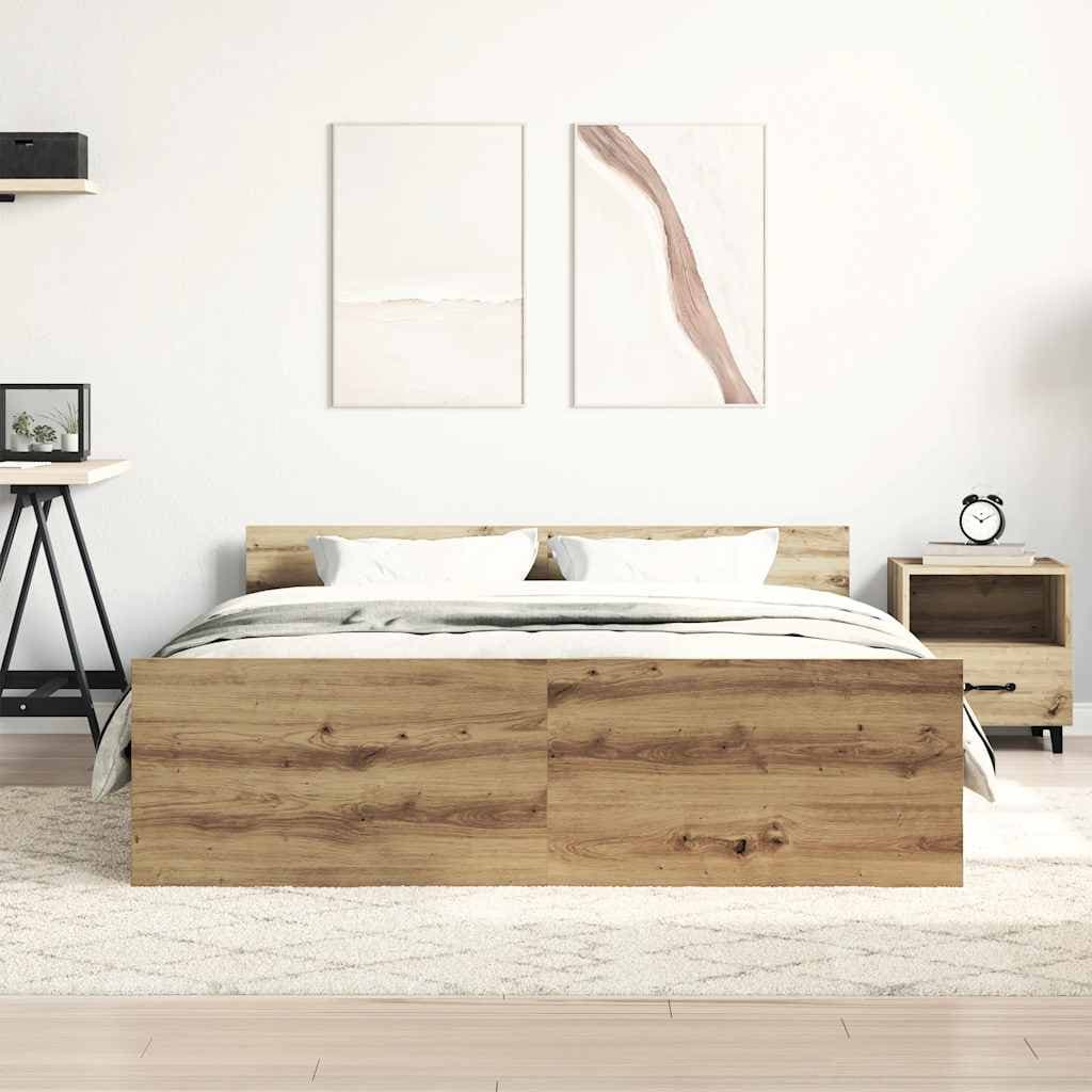 vidaXL Bedframe matras artisanaal eikenkleurig - foto 3