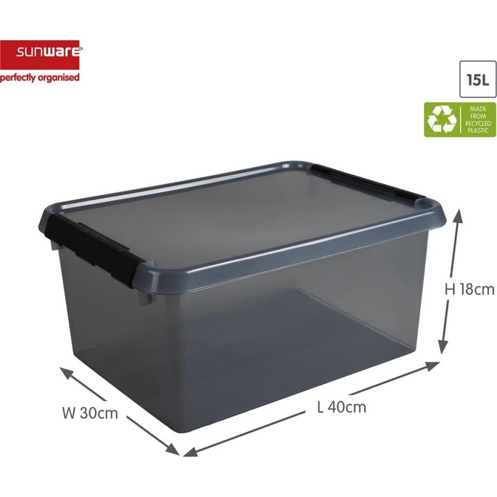 Sunware Comfort Line Opbergbox 15L 40x30x18 cm Transparant/Antraciet - foto 2