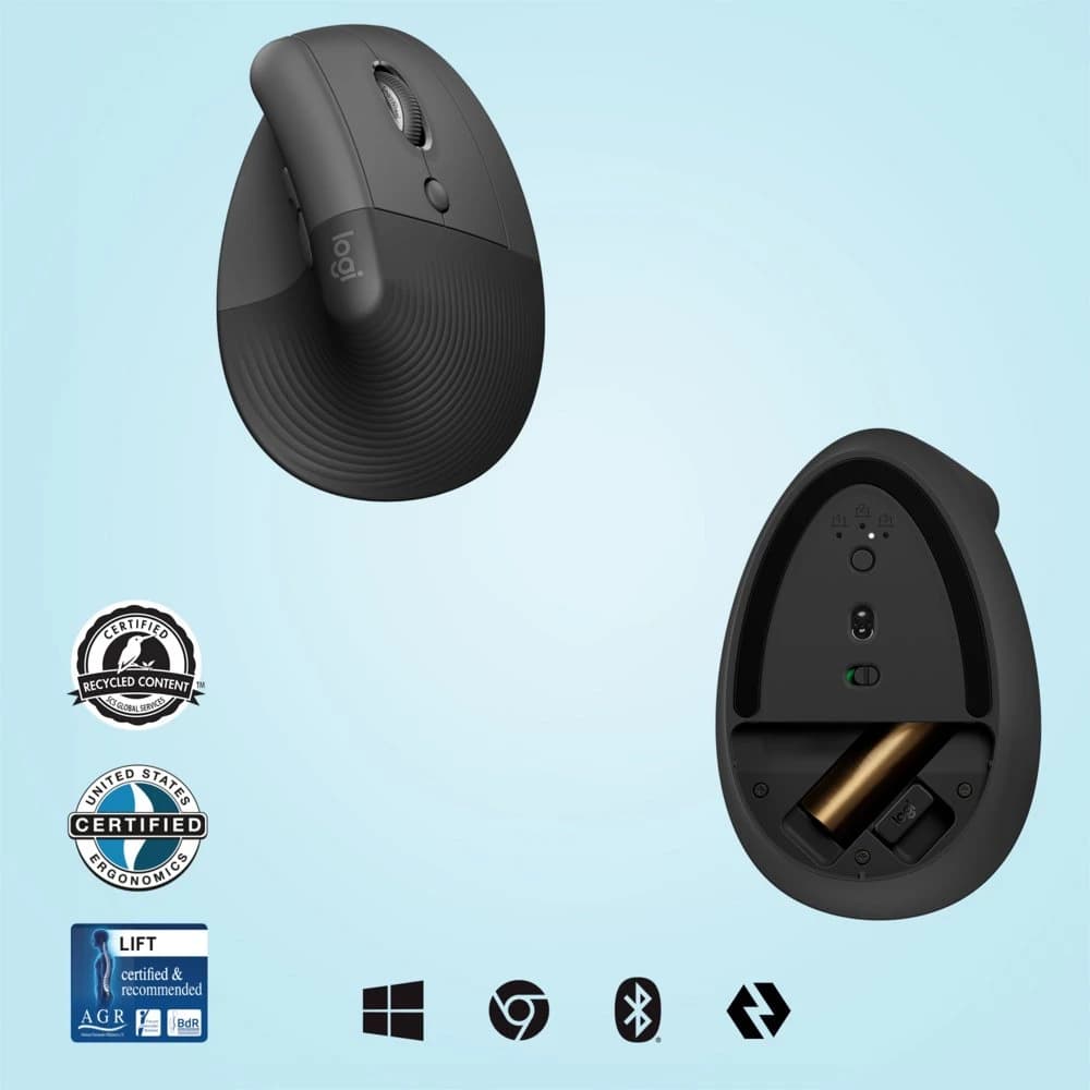 Logitech Lift muis verbonden met drie apparaten
