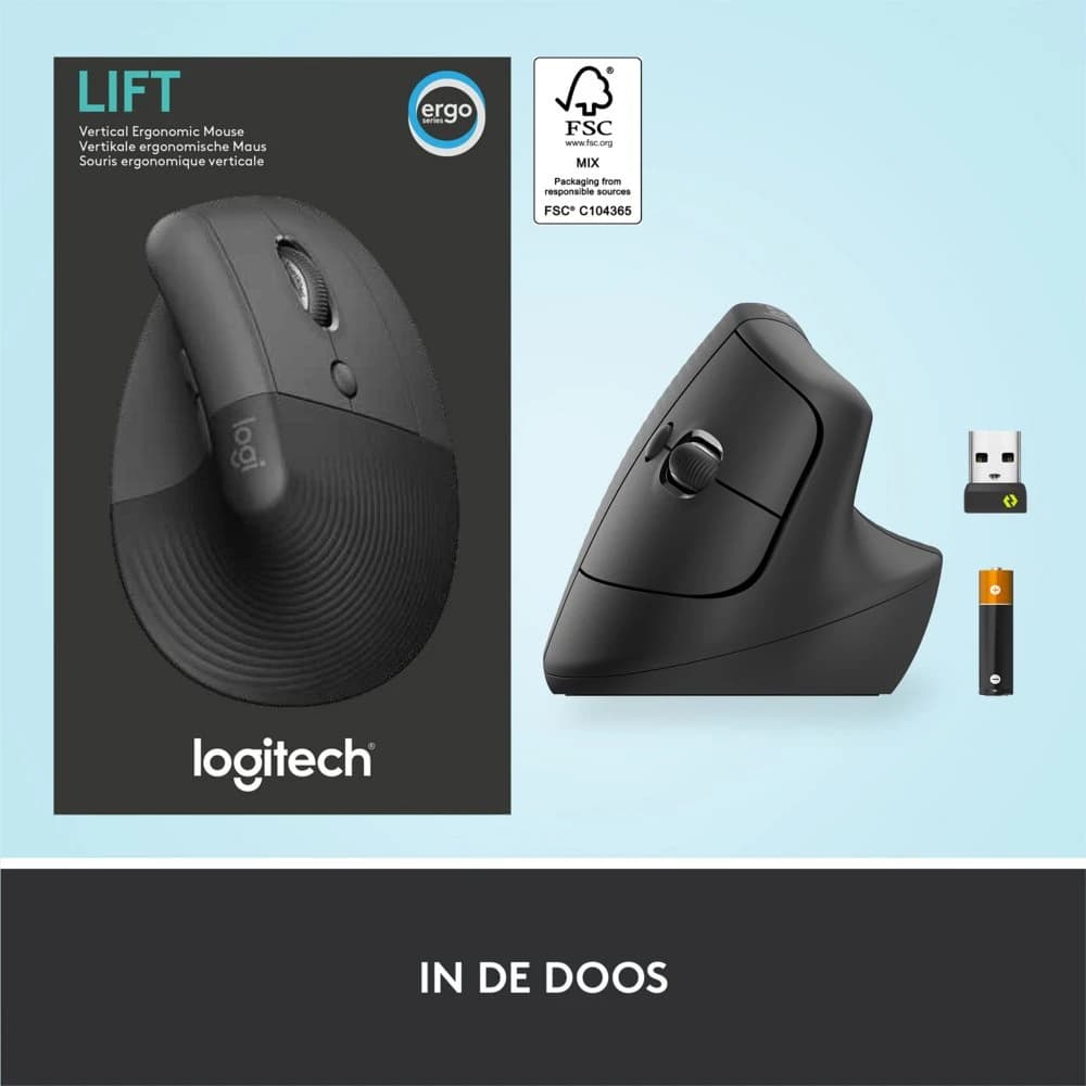 Ergonomische draadloze muis Logitech Lift, rechtshandig, grafiet - foto 10