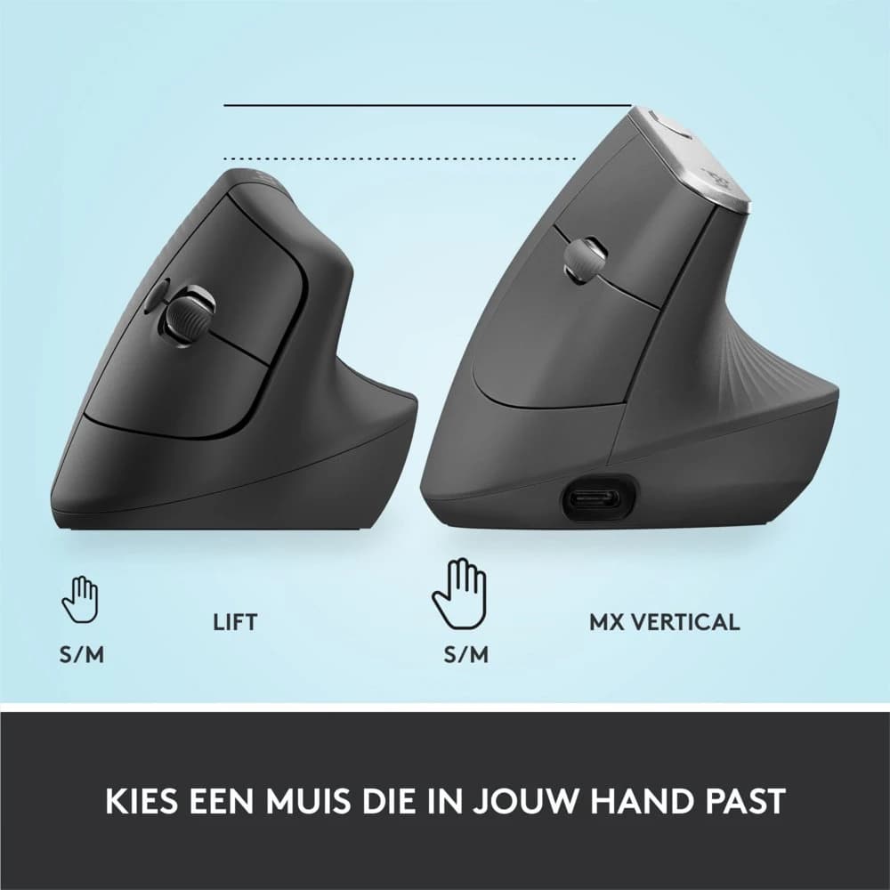 Ergonomische draadloze muis Logitech Lift, rechtshandig, grafiet - foto 11