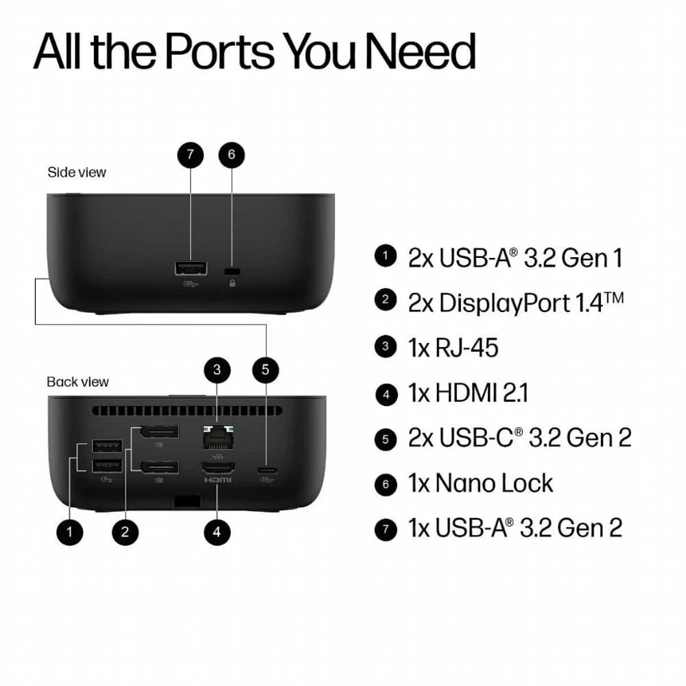 HP USB-C 100W G6 docking station op bureau