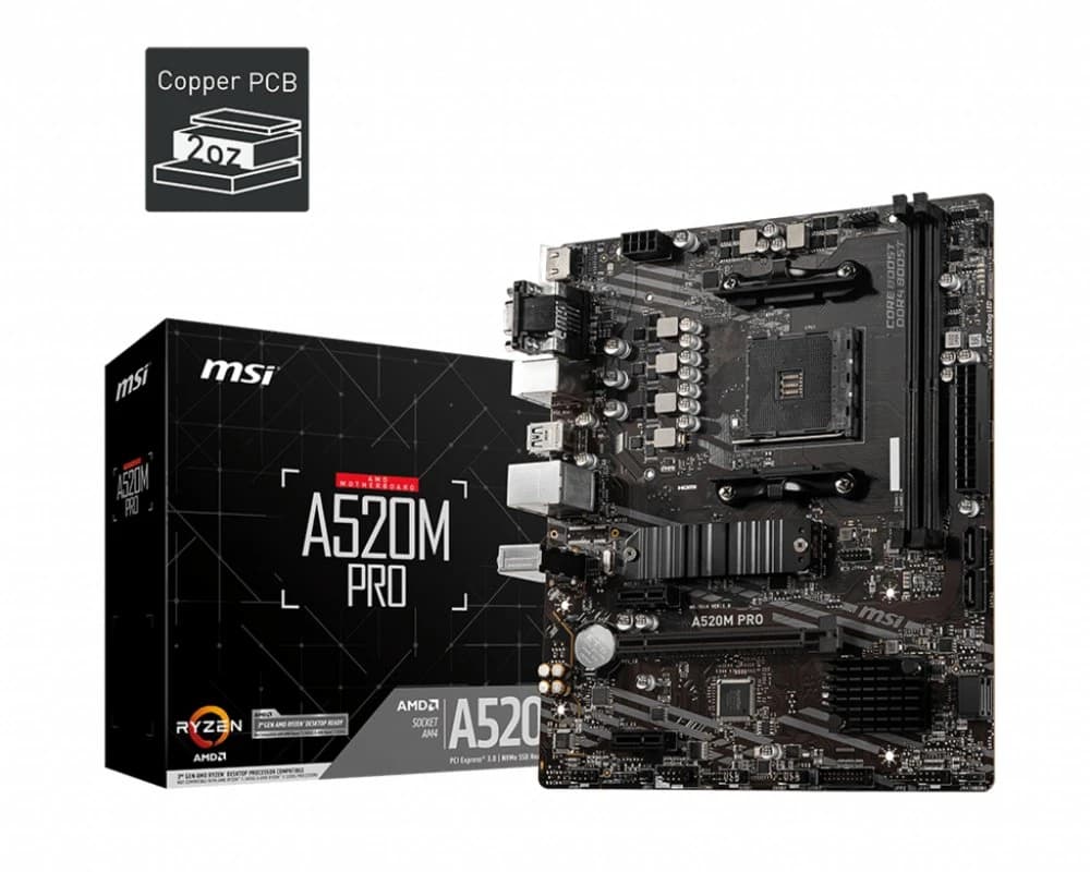 MSI A520M PRO aansluitingen