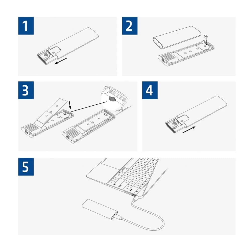 ACT AC1615 USB-C M.2 NVMe/PCIe SSD Behuizing - Tool-Free - Aluminium - USB 3.2 Gen2 (10 Gbps) - foto 8