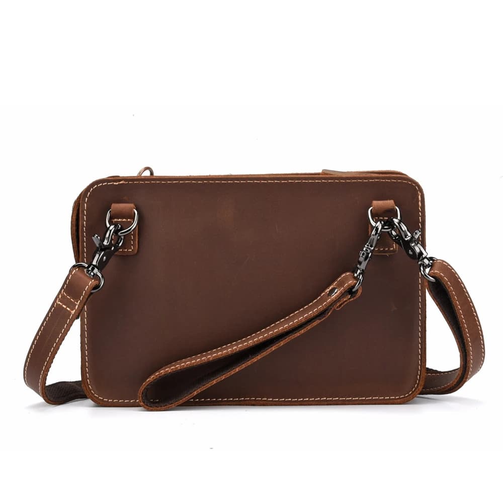 Retro leren messengerbag donkerbruin