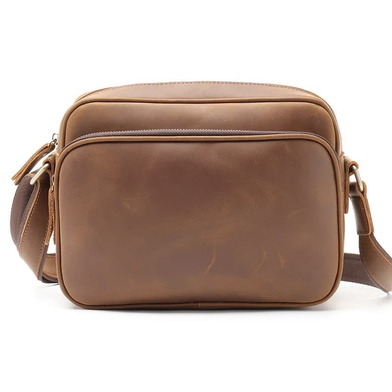 Retro leren messengerbag in koffiekleur