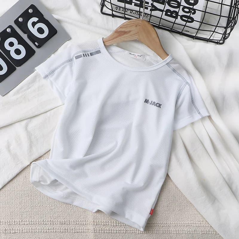 Kindermesh blouse met ronde hals in wit