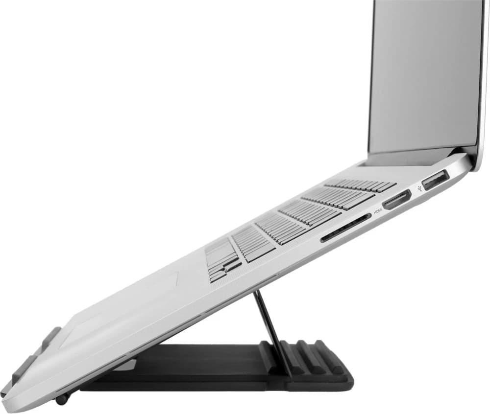 Laptopstandaard in gebruik met laptop