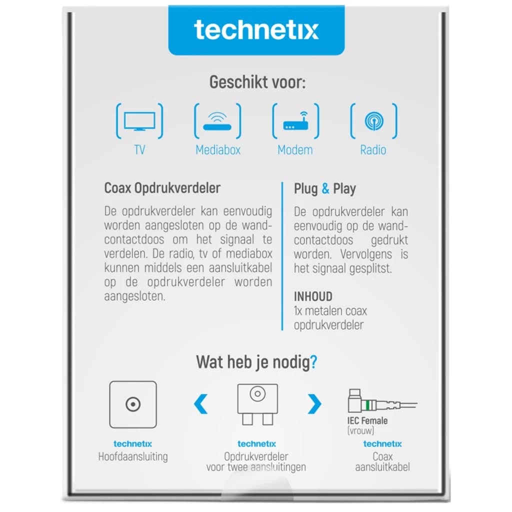 Technetix 2-weg Tv Splitter PTSX02 - foto 4