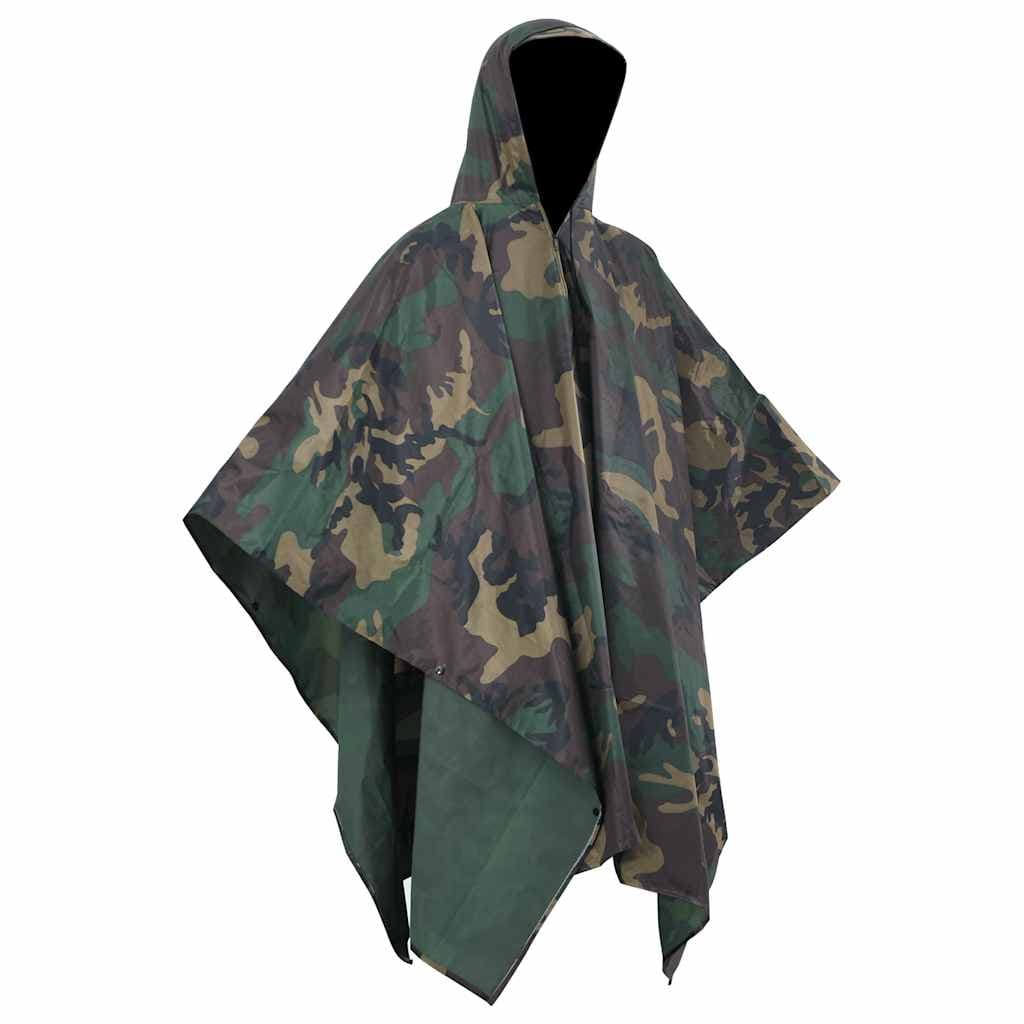 vidaXL Regenponcho voor kamperen/wandelen leger waterdicht - foto 3