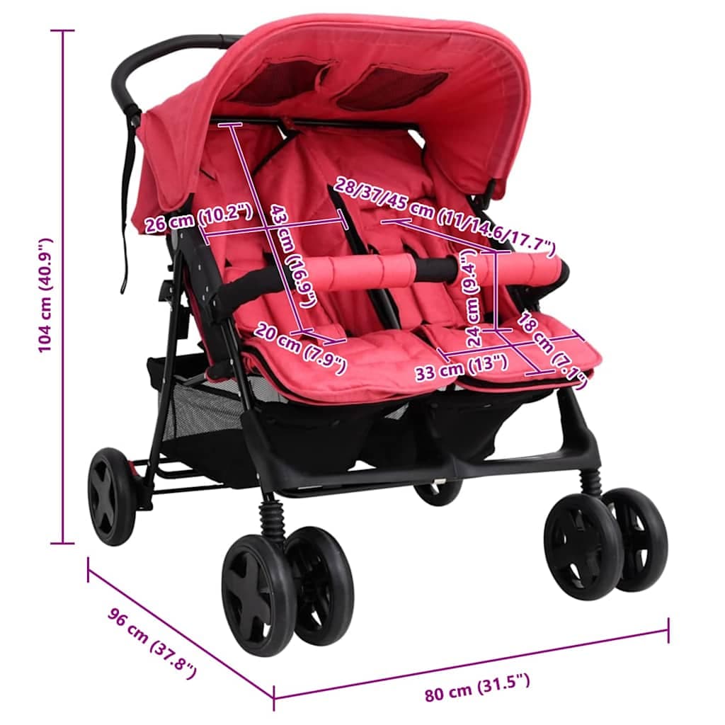 vidaXL Tweelingkinderwagen staal - foto 12