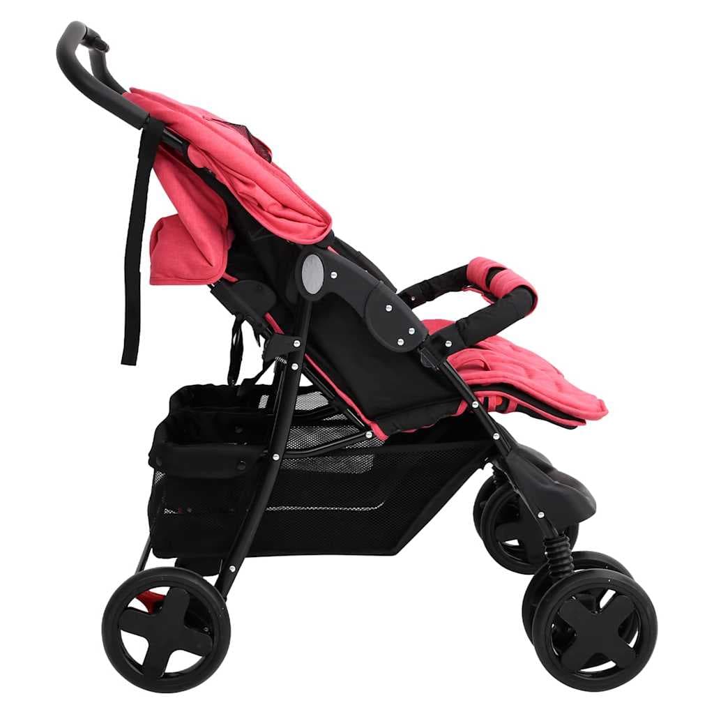vidaXL Tweelingkinderwagen staal - foto 3