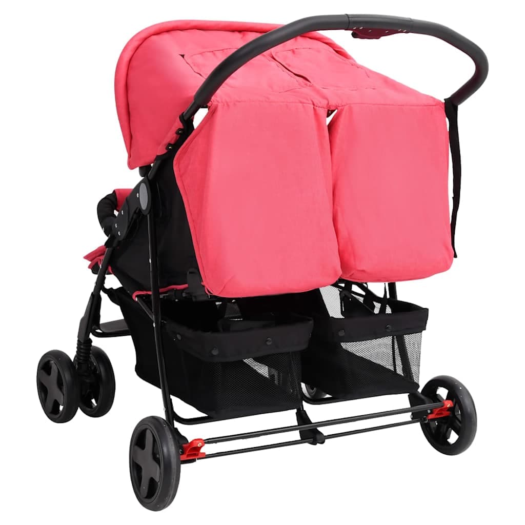 vidaXL Tweelingkinderwagen staal - foto 5