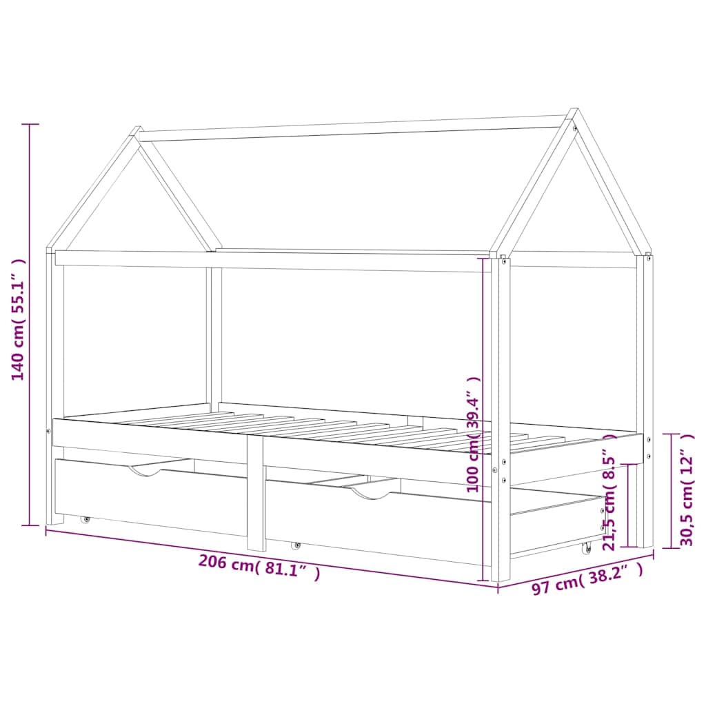 vidaXL Kinderbedframe lades grenenhout - foto 7