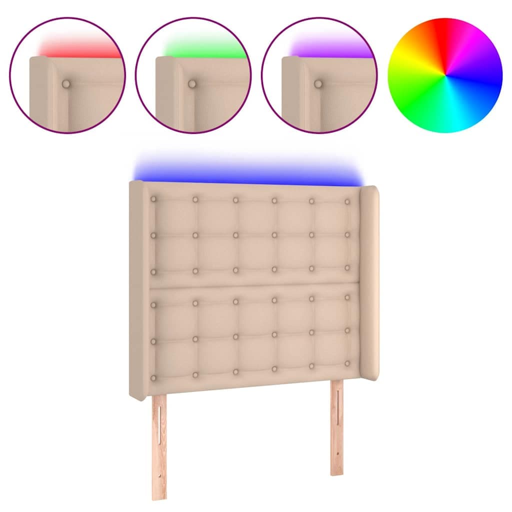 vidaXL Hoofdbord LED 93x16x118/ cappuccinokleurig - foto 2