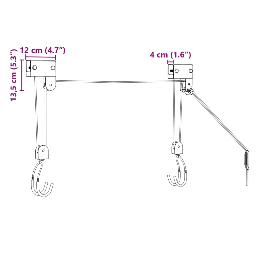 vidaXL Fietstakel plafondbevestiging 57 kg - foto 10