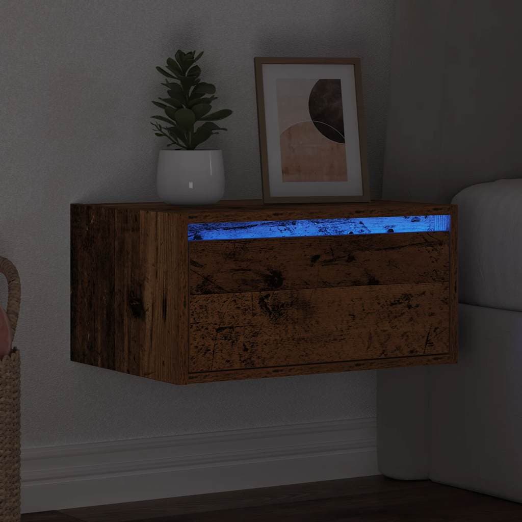 vidaXL Nachtkastje LED' wandgemonteerd oud houtkleurig - foto 5