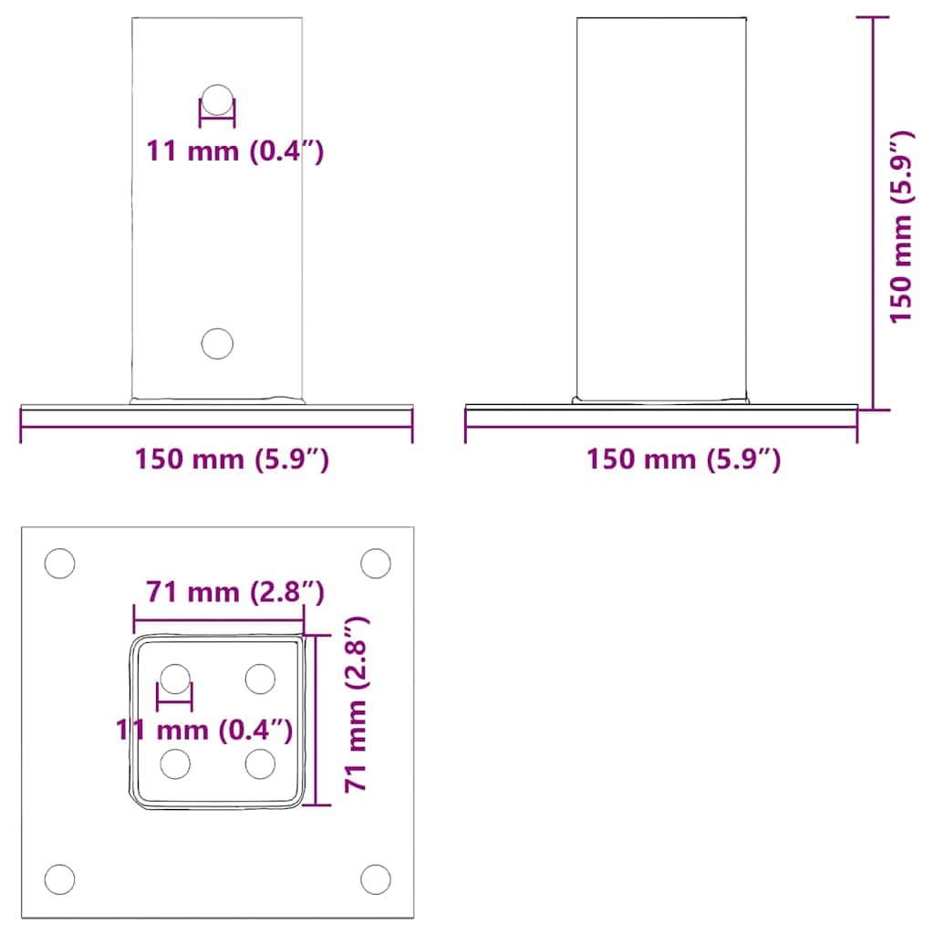 vidaXL Spokkels vierkant 71x71 mm - foto 10