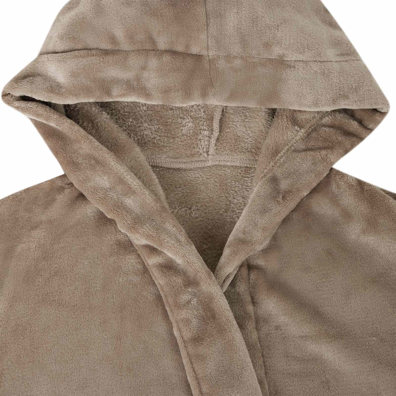 vidaXL Badjas Hoodie Camel Flanel - foto 5