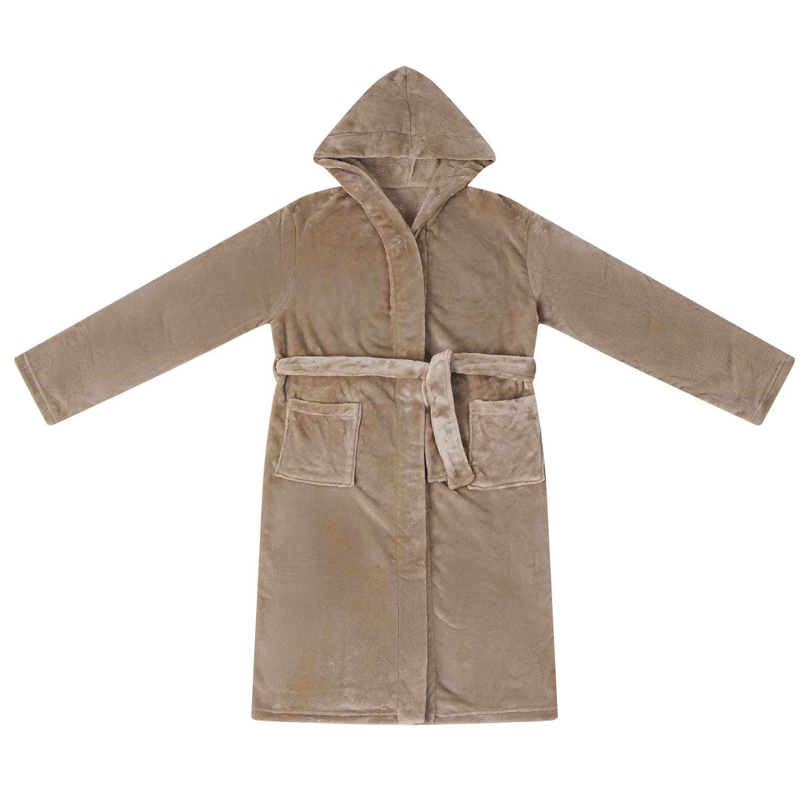 vidaXL Badjas Hoodie Camel Flanel - foto 2